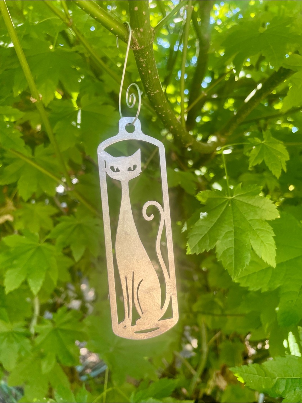 Stainless Steel Mid-Century Cat Hanging Ornament